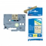 Taśma Brother 12mm x 4m czarny nadruk / różowe serca tło